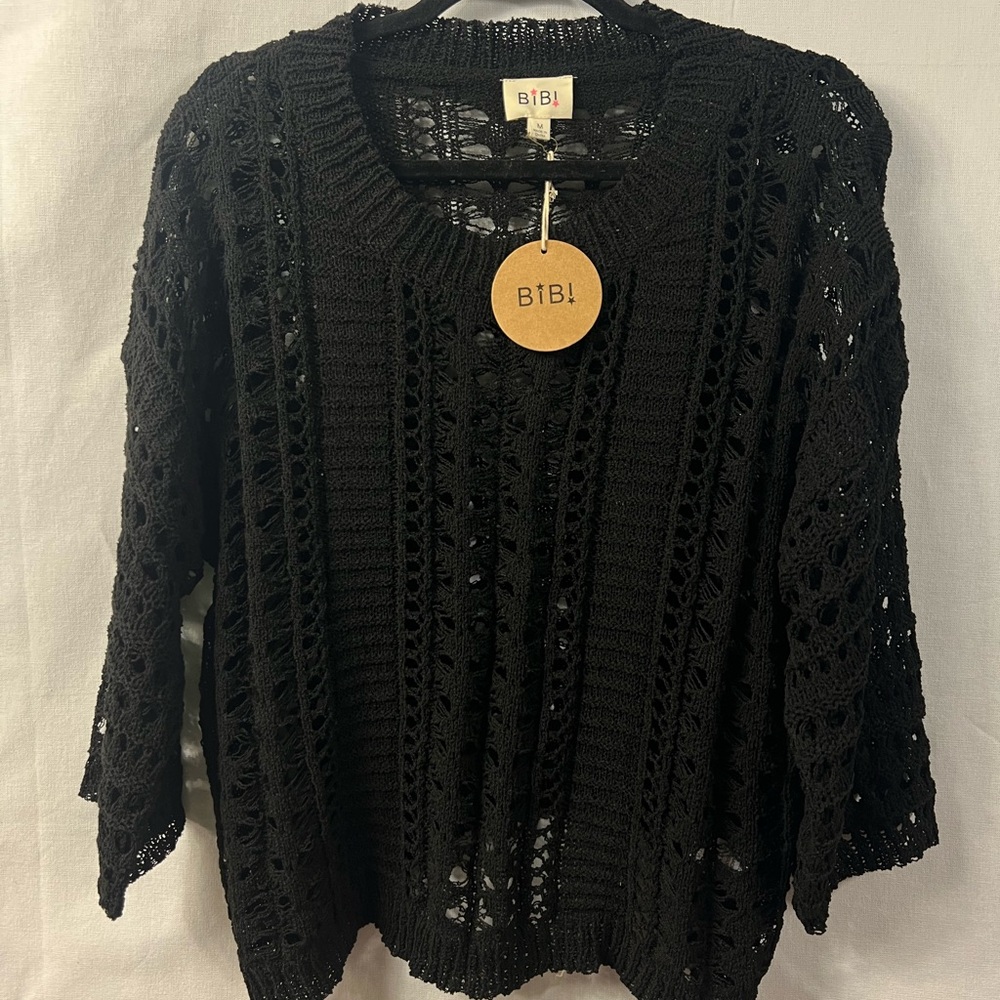 BiBi Elegant Black Crochet Sweater